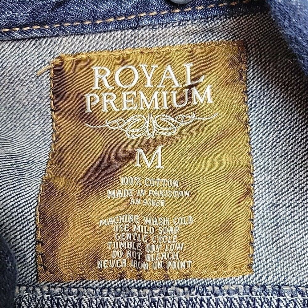 Royal Premium Womens Denim Vest Size Medium LOOK Verdigris on Buttons - Picture 8 of 11